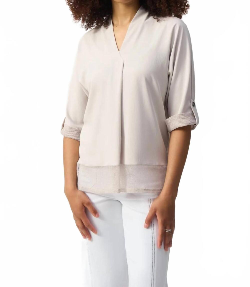 NEW JOSEPH RIBKOFF woven and mesh boxy top in moonstone